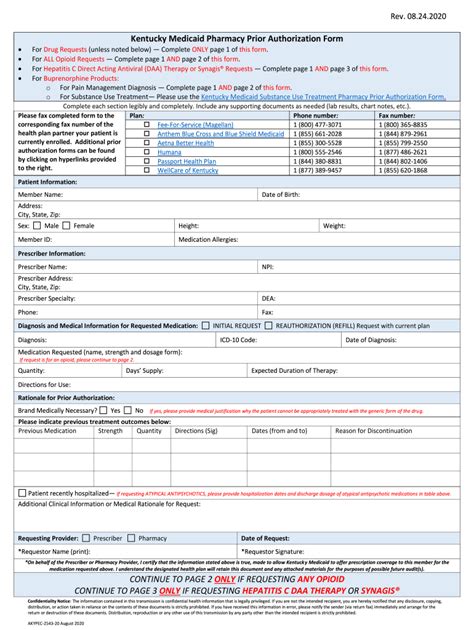 2020 2024 Ky Anthem Medicaid Pharmacy Prior Authorization Form Fill