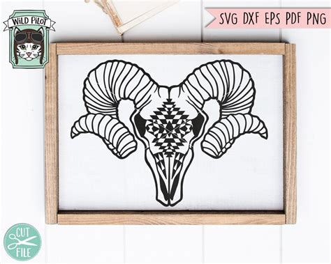 Ram Skull Svg File Bighorn Sheep Skull Svg File Ram Skull Etsy