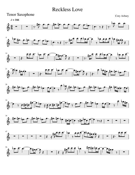 Reckless Love Sheet Music For Saxophone Tenor Solo