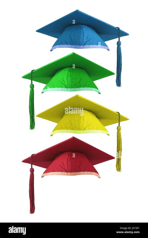 Colourful Graduation Mortar Boards On White Background Stock Photo Alamy