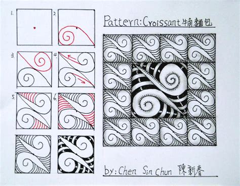 If you've been enchanted by zentangles, this is a. Croissant Zentangle doodles how to Tangle: Pattern ...