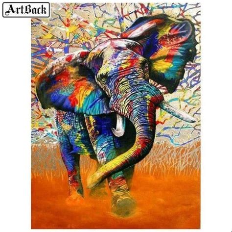 5d Diamond Painting Bright Colorful Elephant Kit In 2020 Colorful