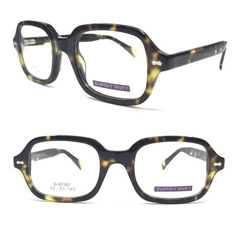 vintage acetate tortoise spring hinges eyeglass frames square full rim myopia rx able glasses