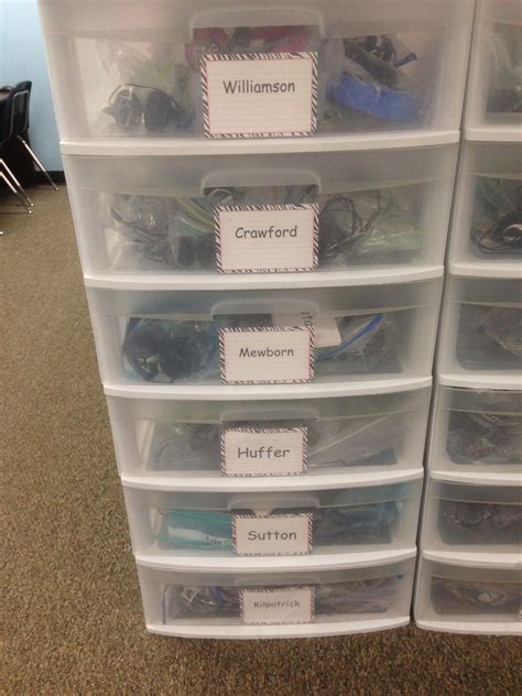 Headphone Storage In My Lab Each Class Has A Drawer Labeled With Their