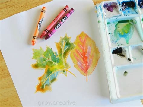 Grow Creative Blog Fall Art Tutorial Crayon And Watercolor Leaves