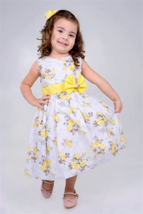 Vestido Infantil De Tricoline Floral Ana Giovanna