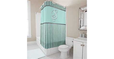 Teal Grey And White Stripes Shower Curtain Zazzle