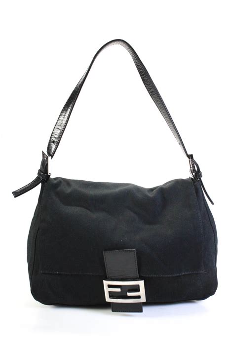 Fendi Nylon Mama Baguette Handbag Black Ebay