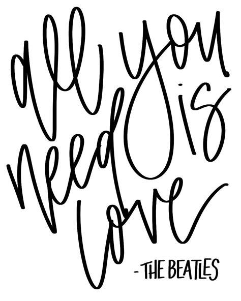 All You Need Is Love Print Beatles Lyrics All You Need Is Love