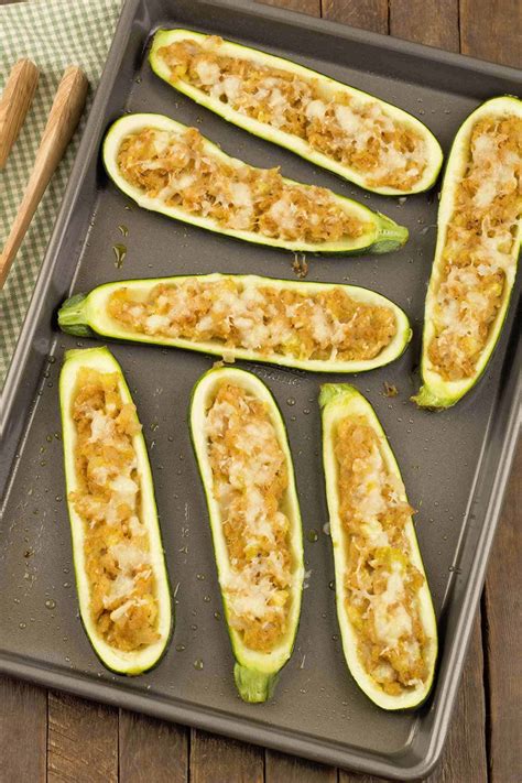 It's an especially good choice during the summer when everyone's gardens are how do you make stuffed zucchini boats? Stuffed Zucchini Boats Recipe | MyGourmetConnection