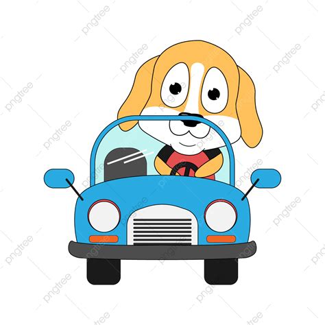 Gambar Kartun Hewan Anjing Cantik Naik Mobil Satwa Kartun Ilustrasi