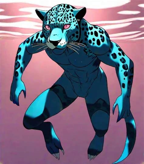 Anthro Furry Humanoid Jaguar Swimming Underwater F Openart