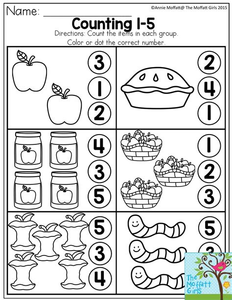 Recognizing Numbers 1-5 Worksheets