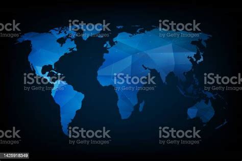 Blue Geometric World Map Stock Illustration Download Image Now