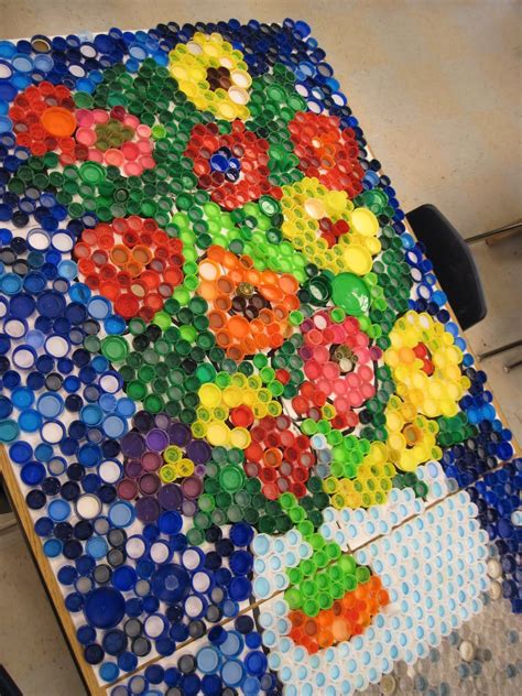 Bottle Caps Everywhere Collaborative Art Projects Recycled Art