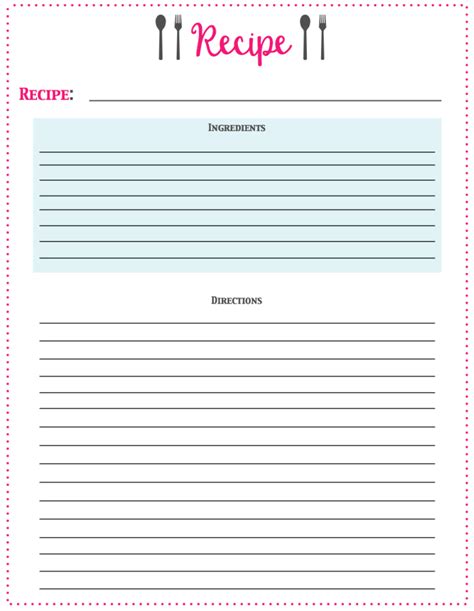 Full Page Recipe Template Free Printable Templates