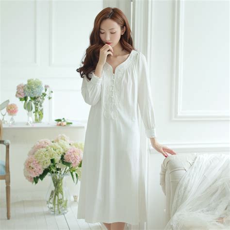 Pregnant Lace Sleep Dress Long Sleeve Cotton Maternity Nightgown