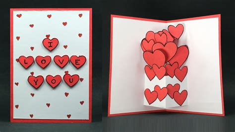 Diy Valentine Card Pop Up Heart I Love You Card Making Step By Step