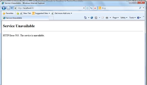 Error 503 The Service Is Unavailable Aspnet C Mvc Ef