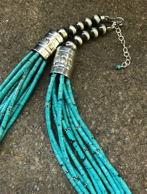 Sterling Silver Multi Strand Turquoise Bead Necklace Inch Etsy