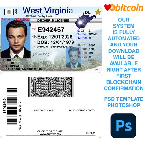 West Virginia Driver License Template Boom Templates