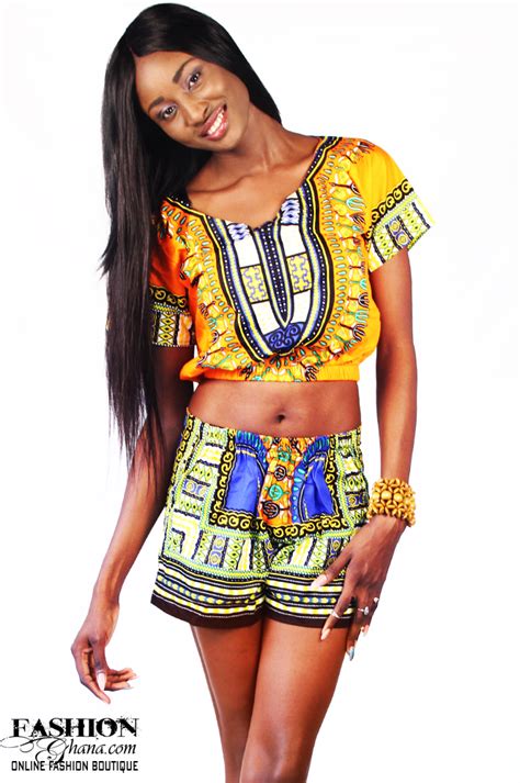 Dashiki Angelina Print Crop Top And Shorts Outfit