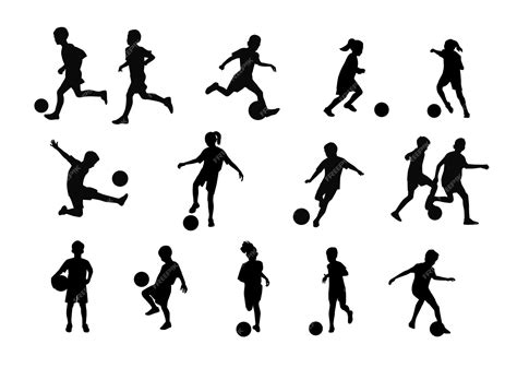 Premium Vector Children Playing Soccer Vector Silhouettes