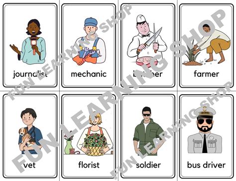 32 Professions Flashcards Occupations Job Image Cards For Etsy