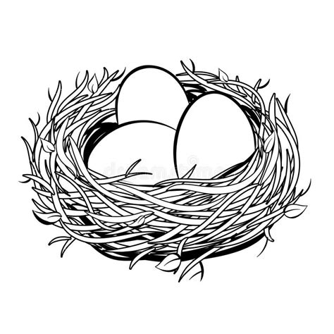 Nest With Golden Egg Coloring Vector Illustration Stock Vector