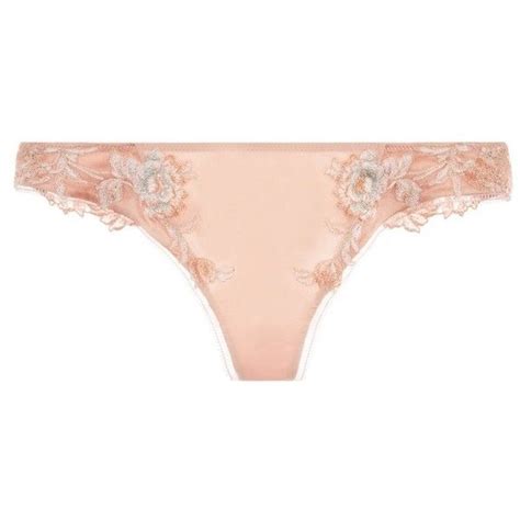 la perla peony nude embroidered thong €330 liked on polyvore featuring intimates panties