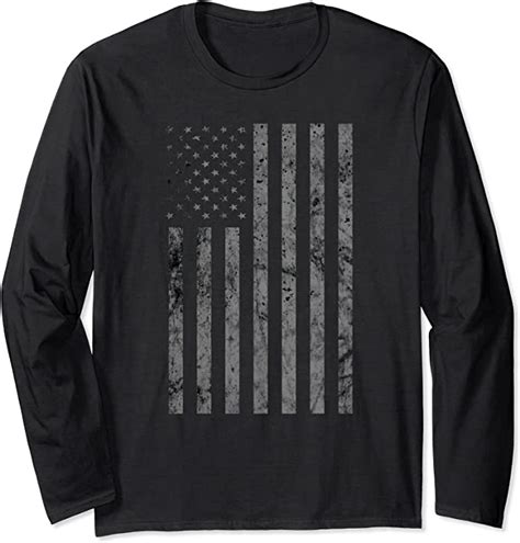 Vintage Black American Flag Long Sleeve T Shirt Uk Sports