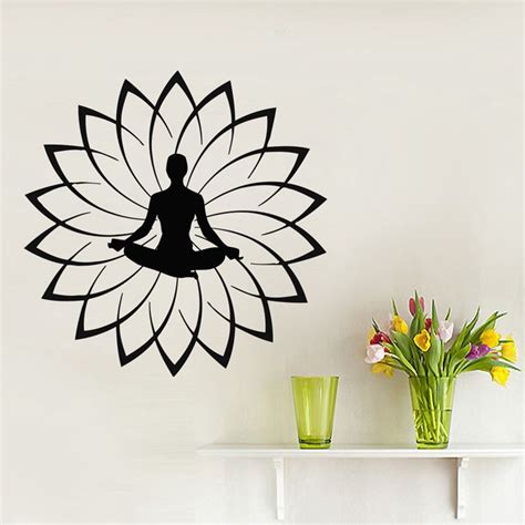 Dctal Yoga Club Sticke Lotus Meditation Decal Posters Yug Vinyl Wall