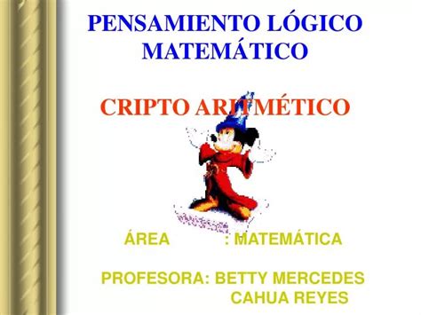 Ppt Pensamiento L Gico Matem Tico Cripto Aritm Tico Powerpoint