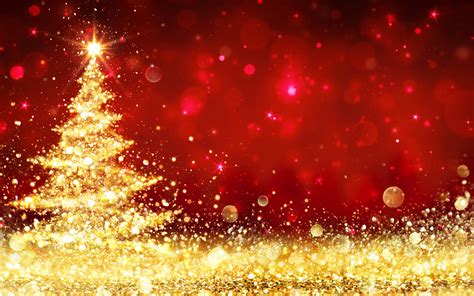 Download Wallpapers Red Christmas Background Gold Glitter