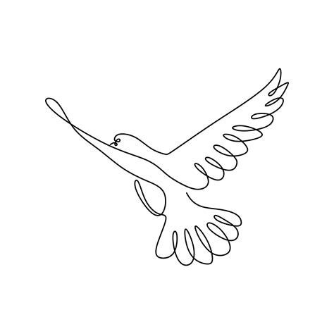 Continuous Line Drawing Bird Fly With Hand Drawn Minimalist 3380510