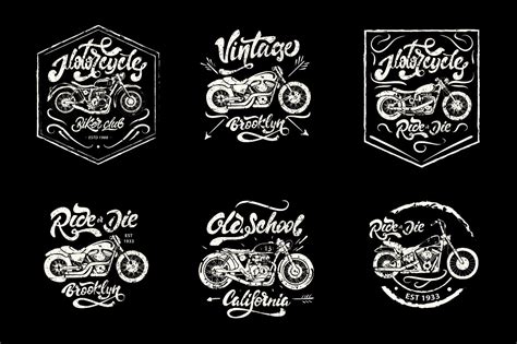 Vintage Hand Drawn Motorcycles Logos Branding And Logo Templates