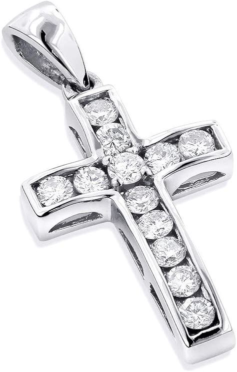 Mens 192 Ct Round Diamond Cross Charm Pendant Necklace Over 14k White