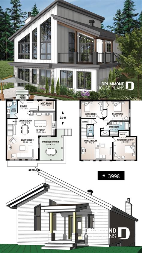 Ski Chalet House Plan Inverted Living And Panoramic View Dream