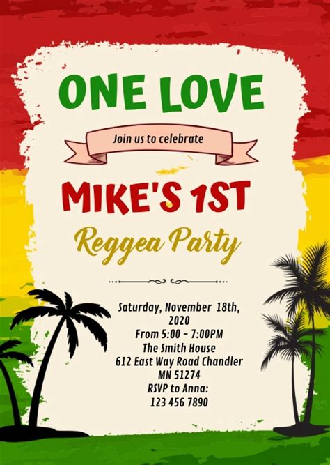 Copy Of One Love Reggae Birthday Invitation Postermywall