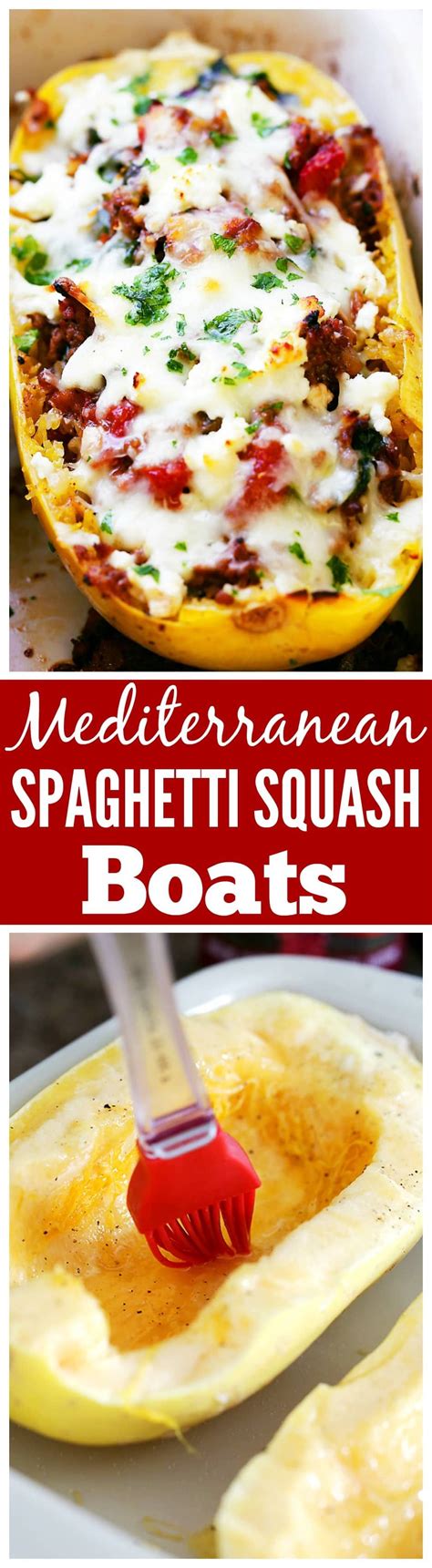 Mediterranean Spaghetti Squash Boats Delicious Healthy Easy To Make