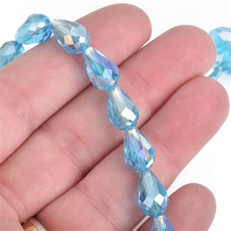 12mm Teardrop Crystal Beads Faceted Turquoise BLUE AB 21 Etsy