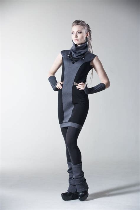 Bodycon Dress Sci Fi Clothing Futuristic Little Black Dress Etsy Uk