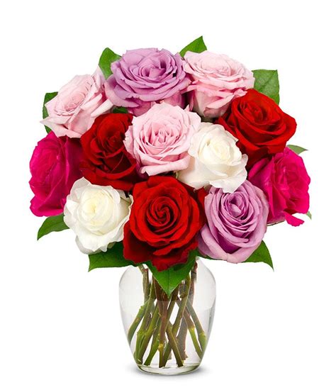 One Dozen Assorted Spring Roses At From You Flowers