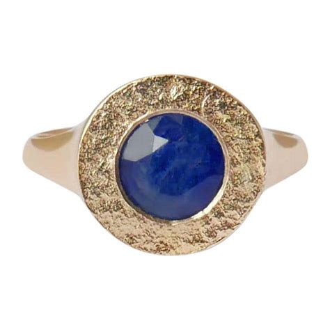 Hannah Martin London Enamel Sapphire Gold Solaris Signet Ring For Sale