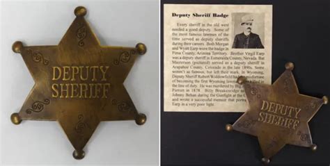 Old West Style Deputy Sheriff Badge Western Bat Masterson Antiqued