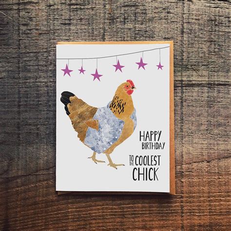 Happy Birthday To The Coolest Chick Chicken Card Bestie Birthday Card