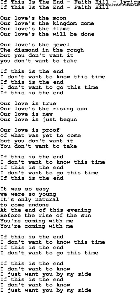 Love Song Lyrics Forif This Is The End Faith Hill
