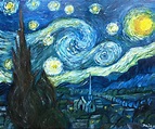 La nuit étoilée d après Vincent Van Gogh - acrylique sur toile de lin ...