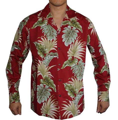 Buy Mens Long Sleeve Tradition Of Aloha Hawaiian Shirt 2xl Red At