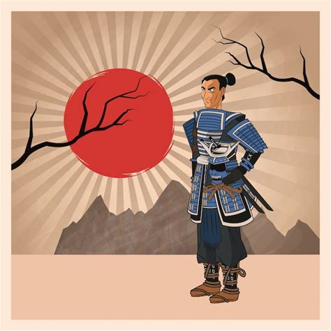 Premium Vector Samurai Man Cartoon